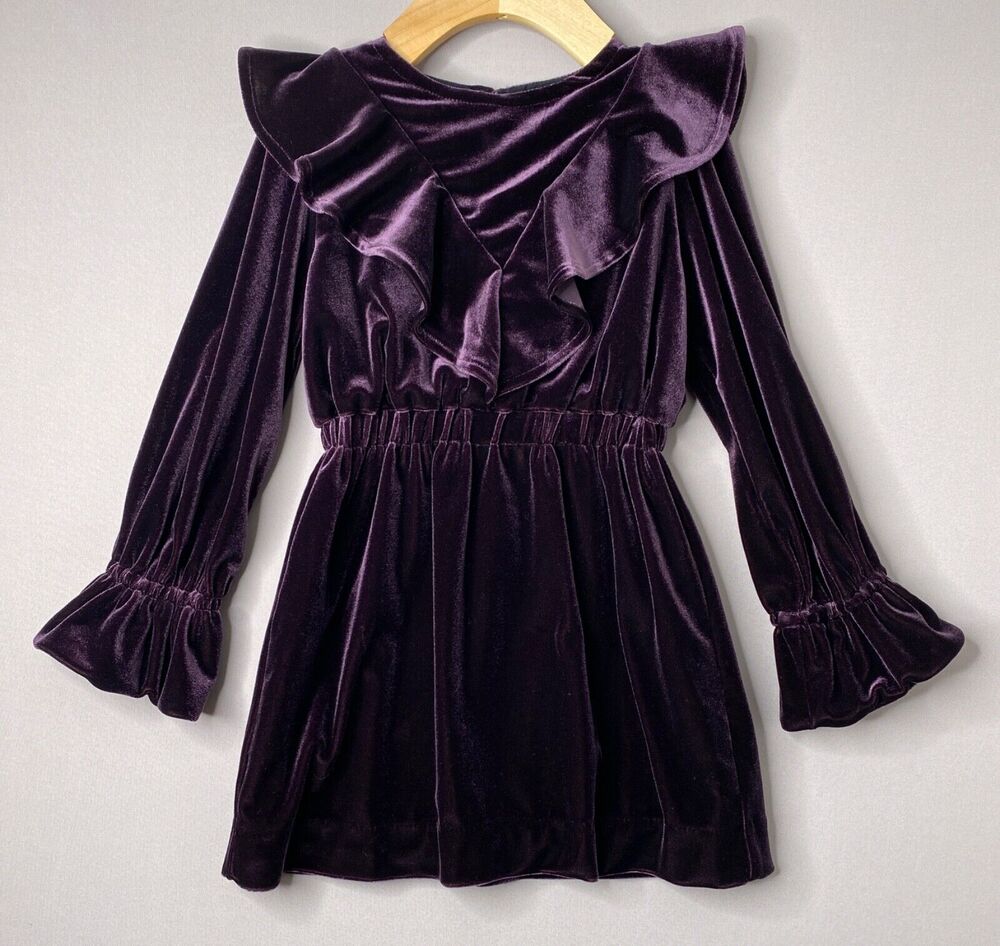 Nueces Girls 4 Yrs Plum Purple Velvet Ruffle Party Dress 4A